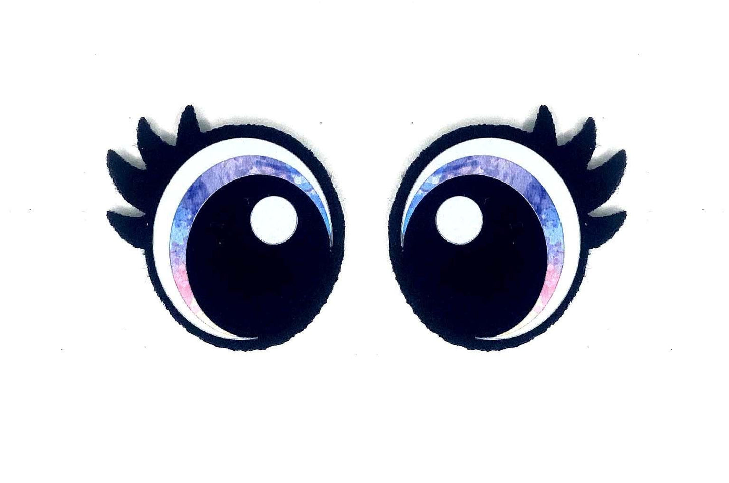 3 Pack of Round Felt Eyes for Amigurumi with Lashes, Multiple Sizes Available