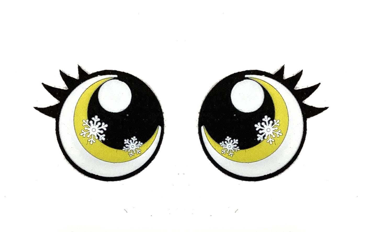3 Pack of Round Snowflake Glitter Felt Eyes for Amigurumi, Christmas, Holiday, Glitter Eyes Multiple Sizes Available