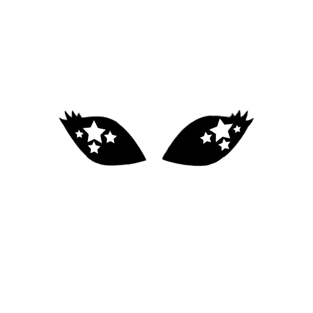 6 Pack of Girl Alien Felt Eyes for Amigurumi, with Lashes, Multiple Sizes Available