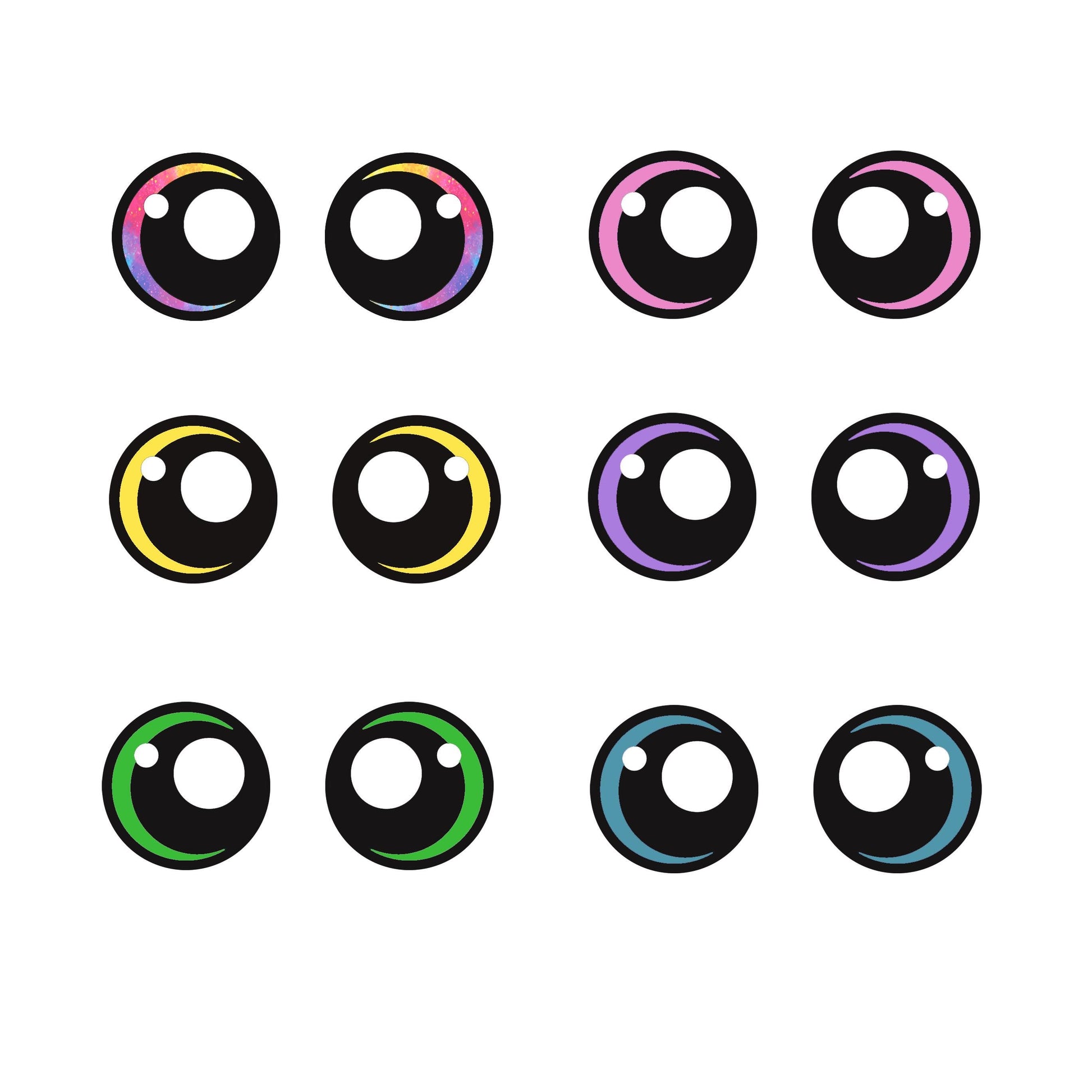 6 Pack of Round Kawaii Felt Eyes for Amigurumi Multiple Sizes Available