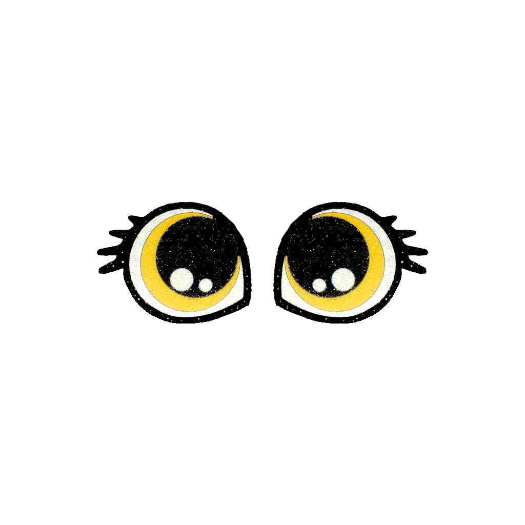 6 Pack of Yellow Glitter Felt Eyes For Amigurumi Multiple Sizes Available