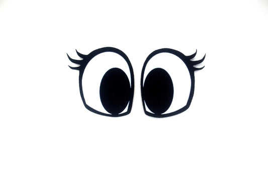 6 Pack of Cartoon Felt Eyes for Amigurumi, with Lashes, Multiple Sizes Available