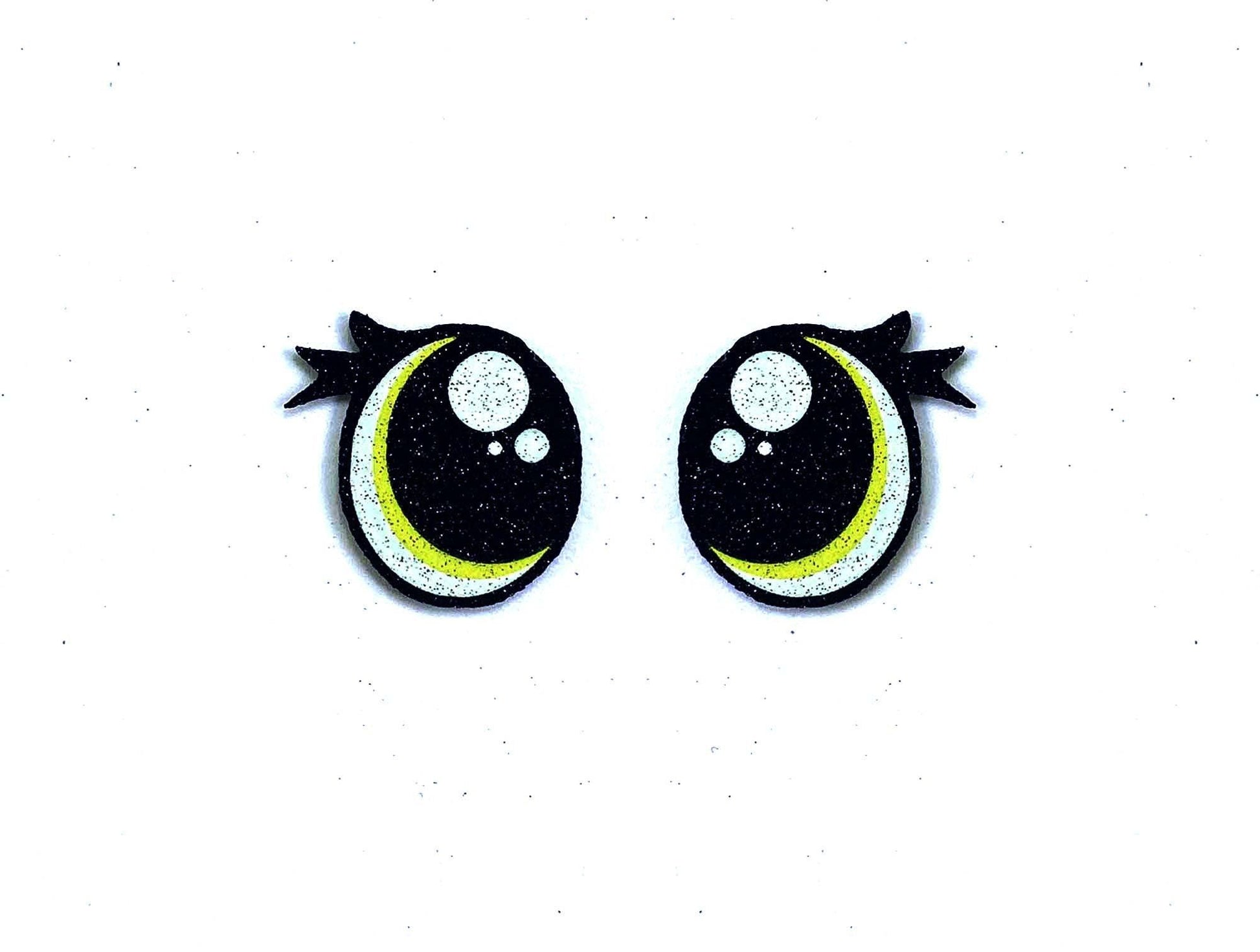 3 Pack of Yellow Christmas Glitter Felt Eyes for Amigurumi Multiple Sizes Available