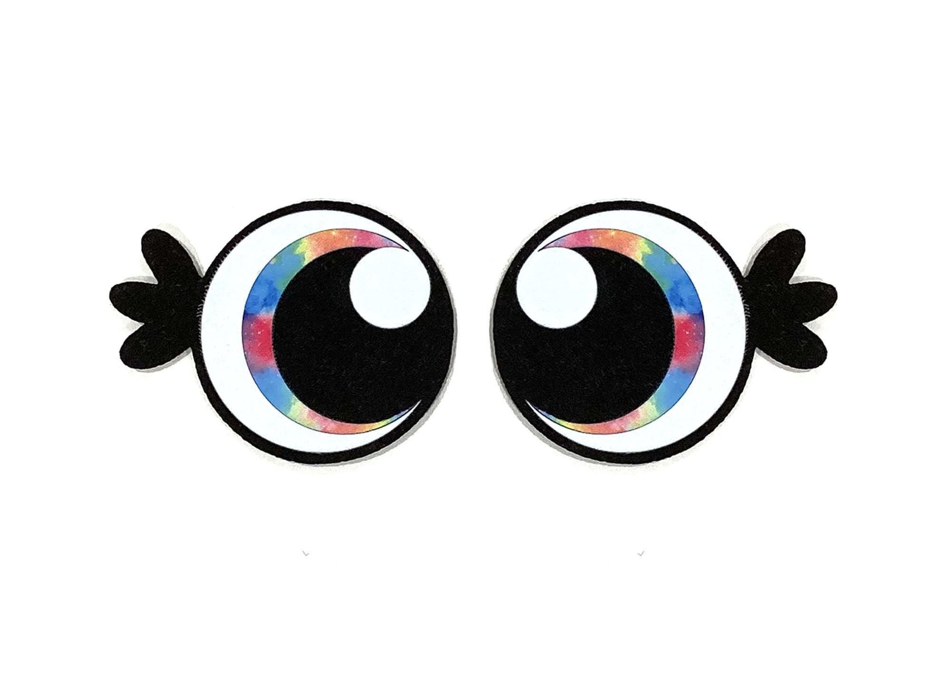 3 Pack of Round Felt Eyes for Amigurumi, with Lashes, Multiple Sizes Available