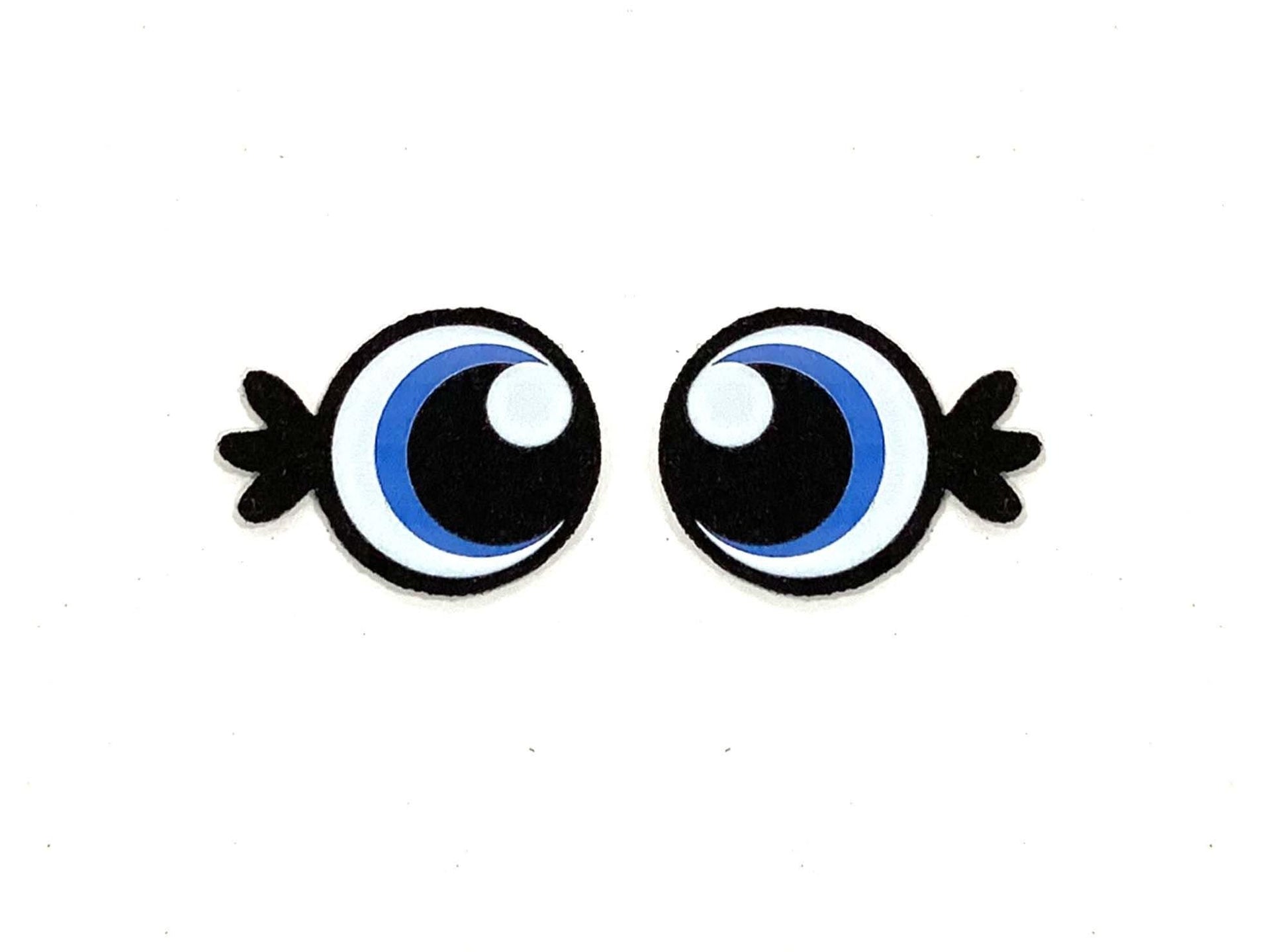 3 Pack of Round Felt Eyes for Amigurumi, with Lashes, Multiple Sizes Available