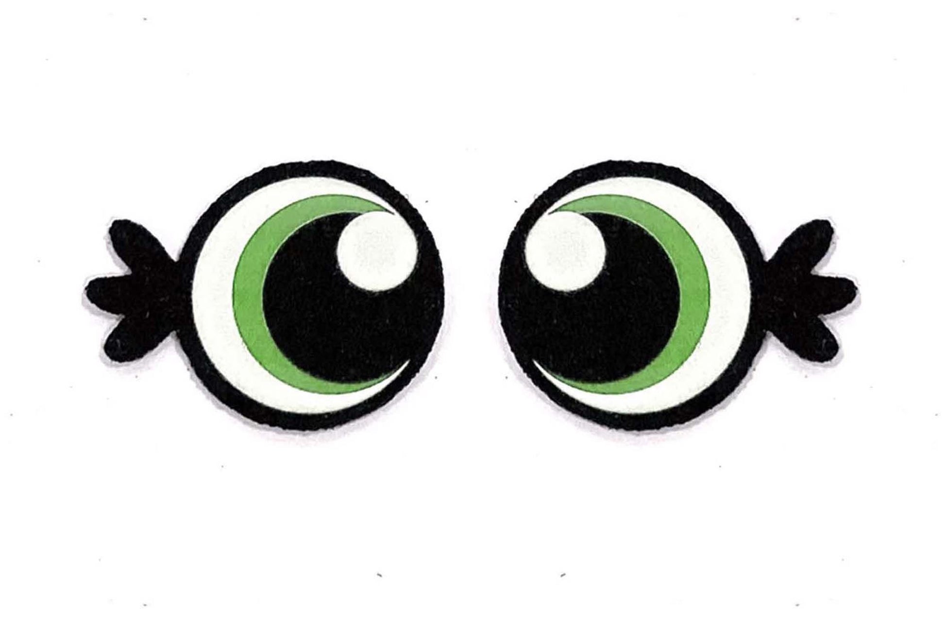 3 Pack of Round Felt Eyes for Amigurumi, with Lashes, Multiple Sizes Available
