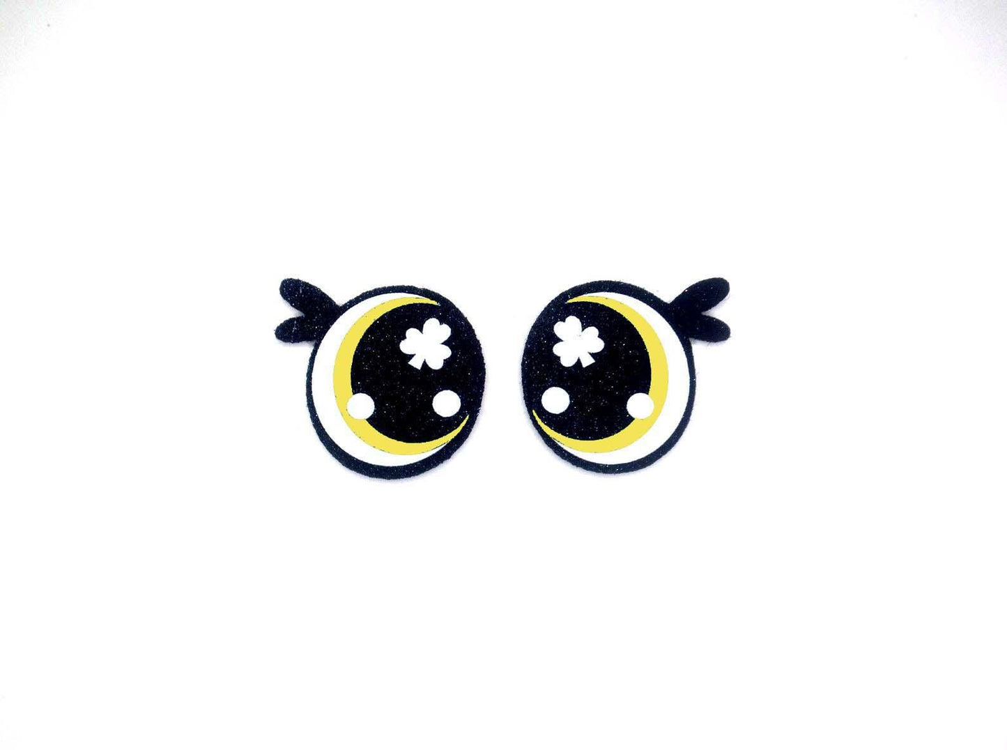 3 Pack of Shamrock Felt Eyes for Amigurumi, with Lashes, Multiple Sizes Available
