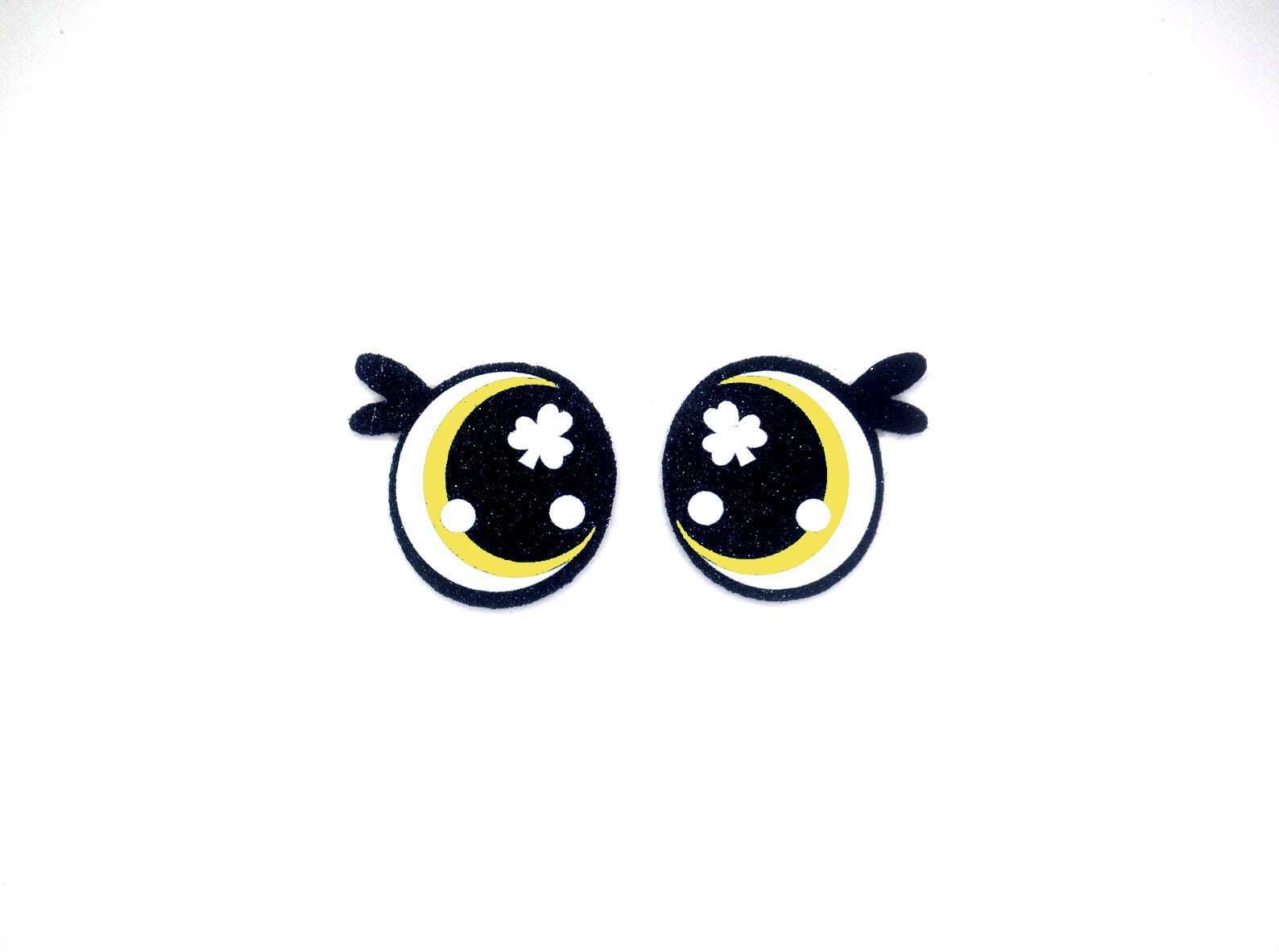 3 Pack of Shamrock Felt Eyes for Amigurumi, with Lashes, Multiple Sizes Available