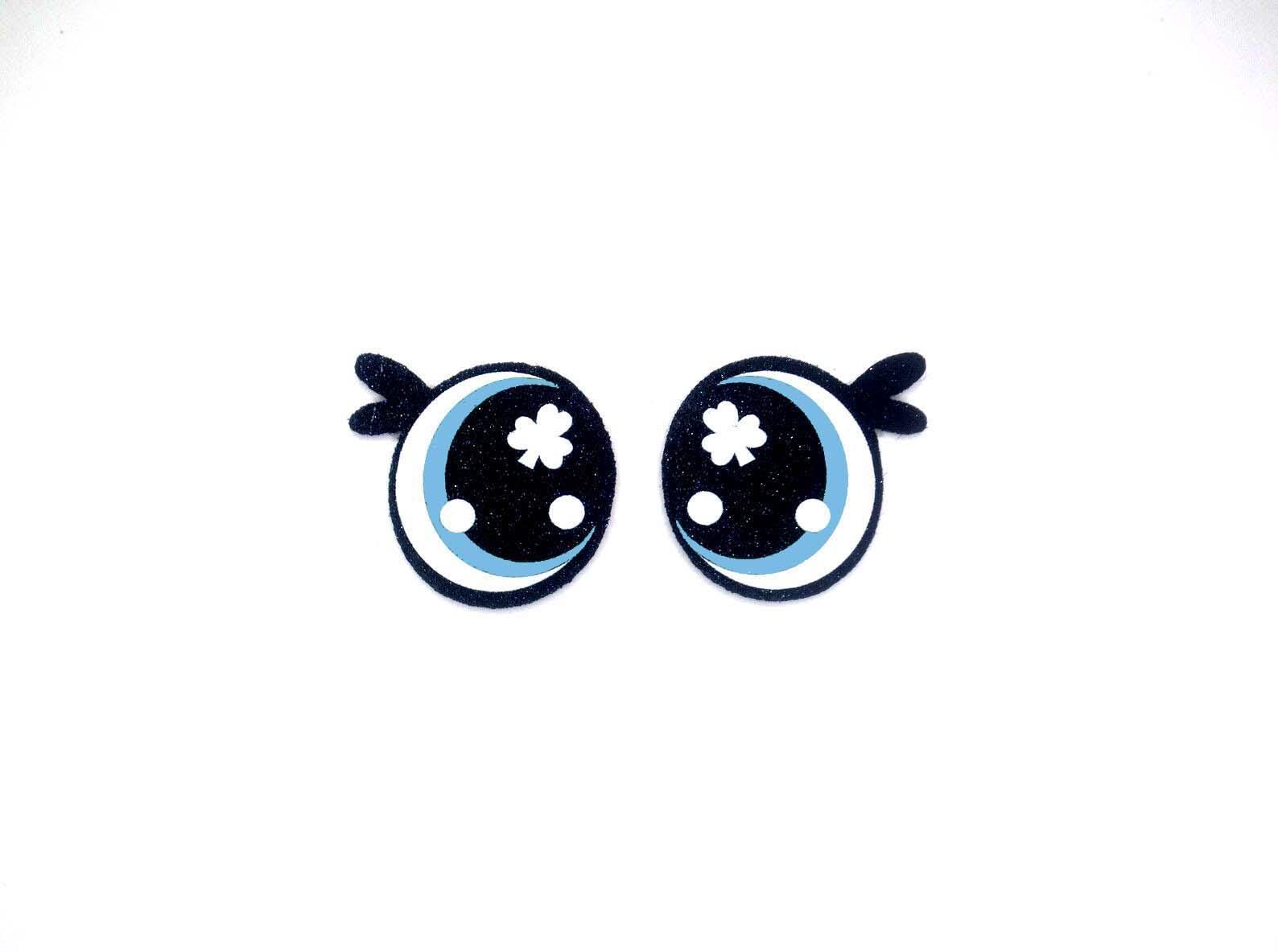 3 Pack of Shamrock Felt Eyes for Amigurumi, with Lashes, Multiple Sizes Available