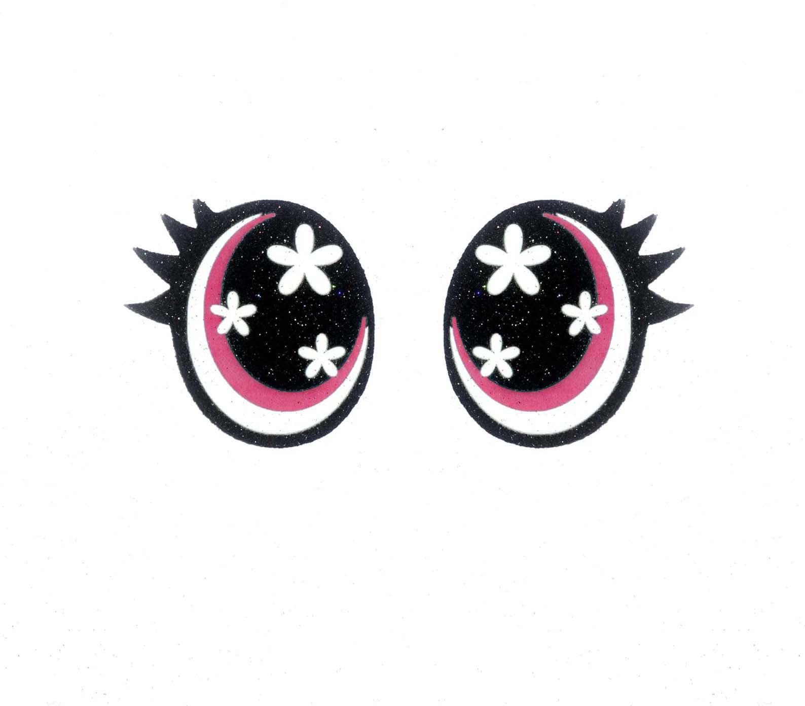 3 Pack of Glitter Felt Eyes for Amigurumi, with Lashes, Flower Eyes, Multiple Sizes Available