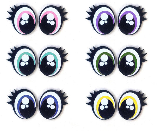 3 Pack of Glitter Felt Eyes for Amigurumi with Lashes, Doll Eyes, Craft Supply