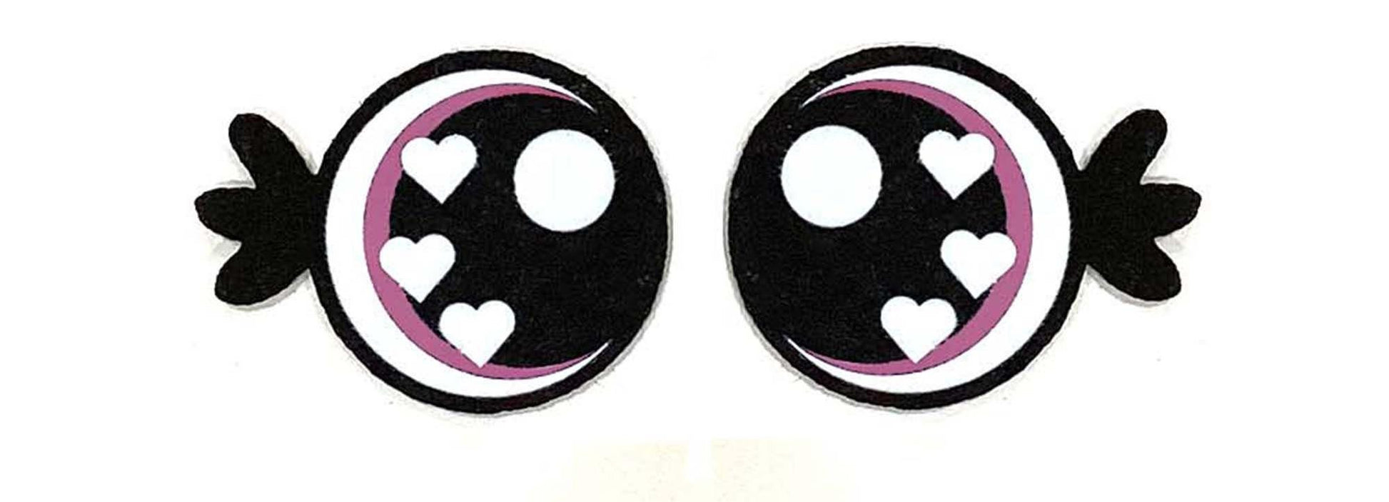 3 Pack of Round Felt Eyes for Amigurumi with Lashes, Hearts, Multiple Sizes Available