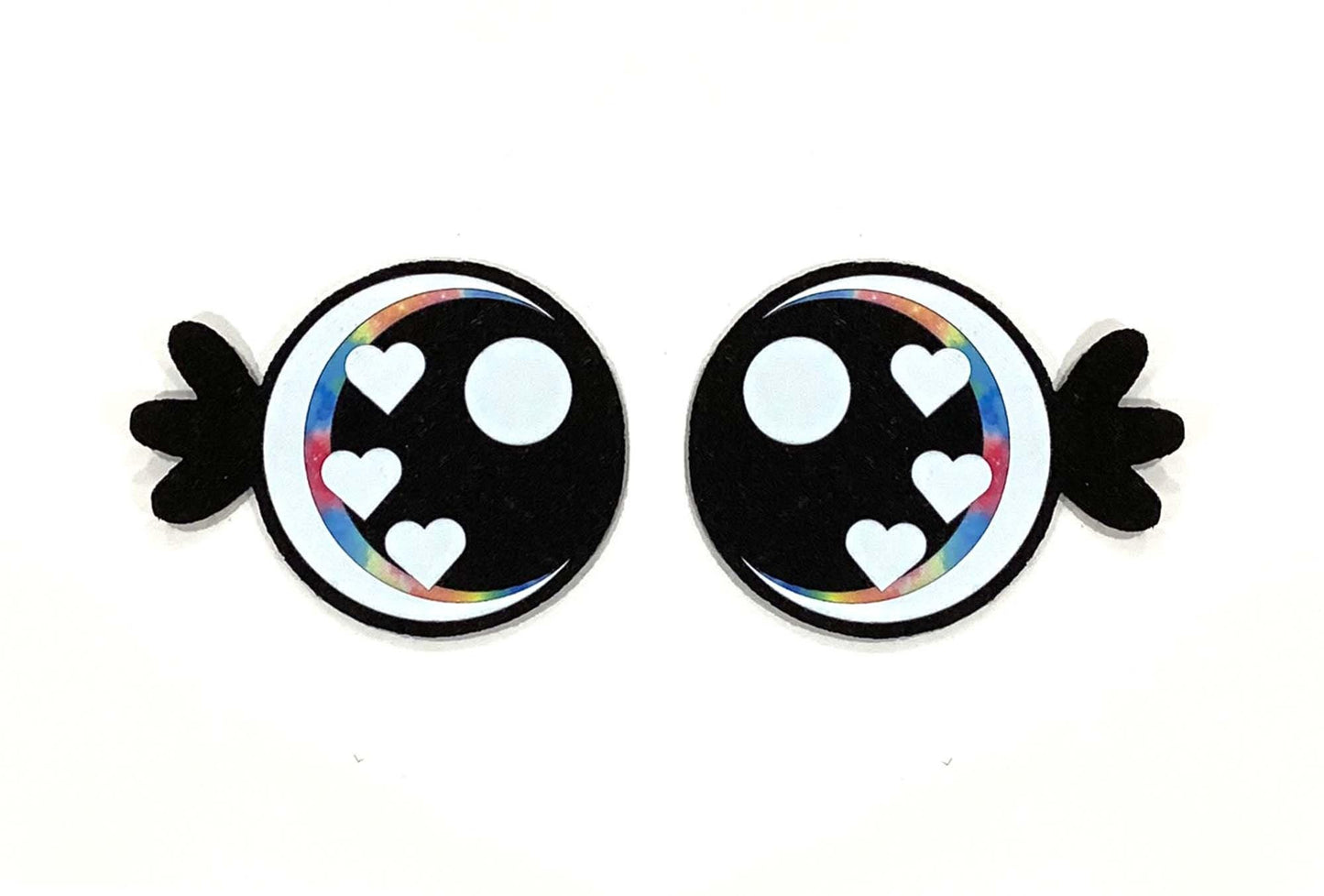 3 Pack of Round Felt Eyes for Amigurumi with Lashes, Hearts, Multiple Sizes Available
