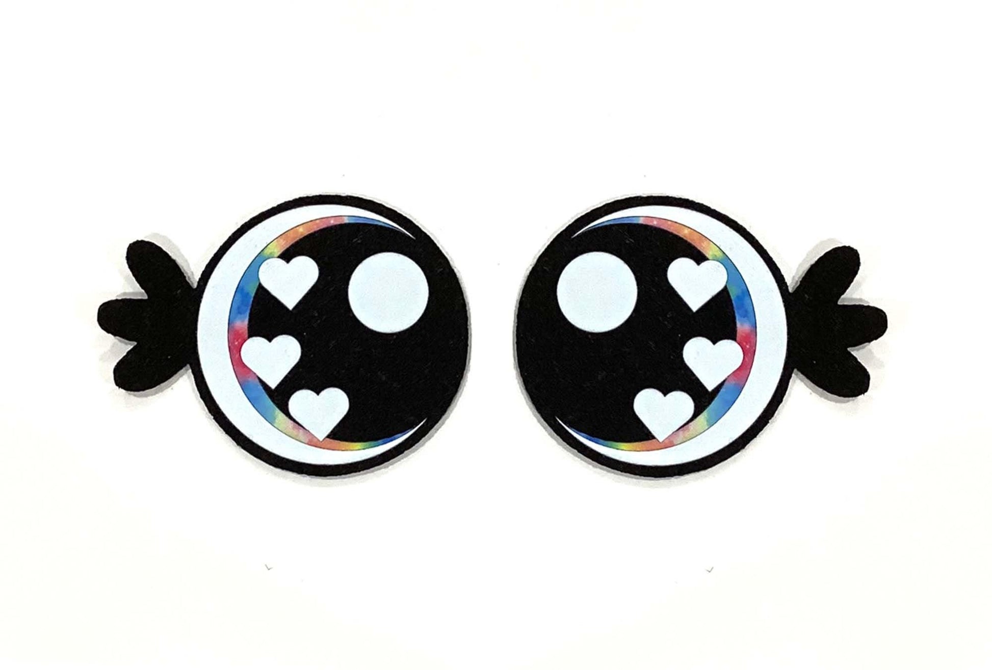 3 Pack of Round Felt Eyes for Amigurumi with Lashes, Hearts, Multiple Sizes Available
