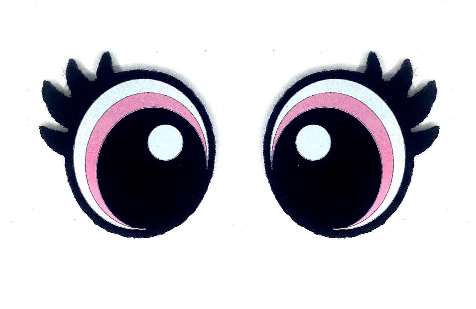 3 Pack of Round Felt Eyes for Amigurumi with Lashes, Multiple Sizes Available