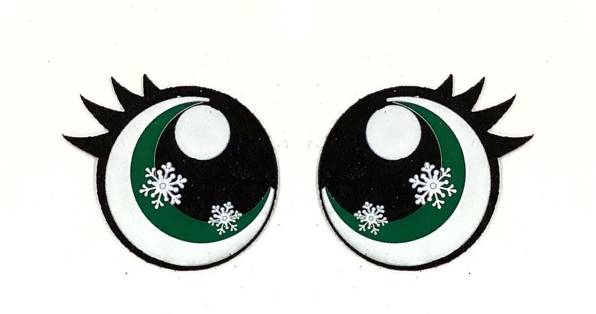 3 Pack of Round Snowflake Glitter Felt Eyes for Amigurumi, Christmas, Holiday, Glitter Eyes Multiple Sizes Available