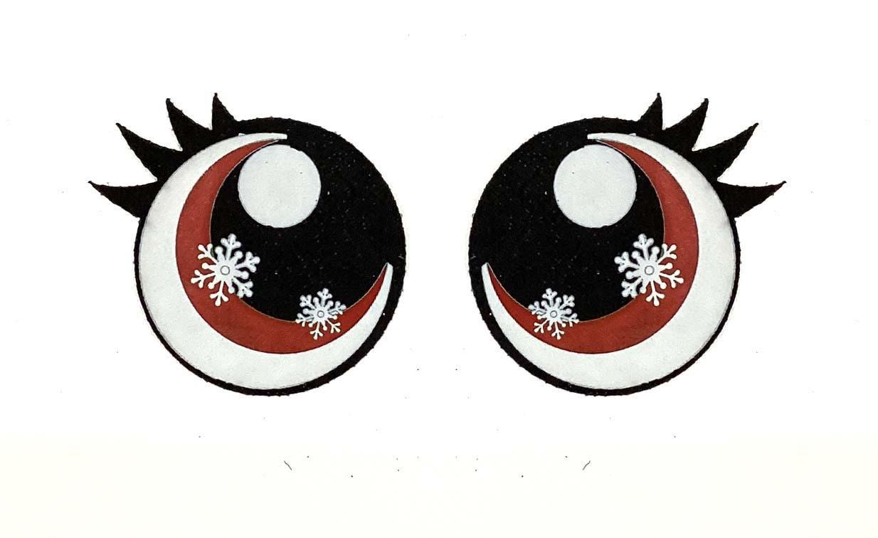 3 Pack of Round Snowflake Glitter Felt Eyes for Amigurumi, Christmas, Holiday, Glitter Eyes Multiple Sizes Available