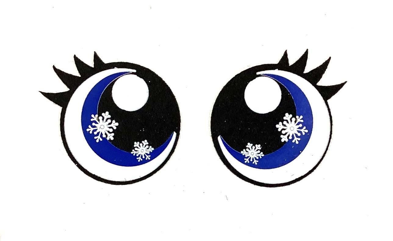 3 Pack of Round Snowflake Glitter Felt Eyes for Amigurumi, Christmas, Holiday, Glitter Eyes Multiple Sizes Available