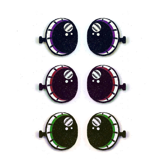 6 Pack of Halloween Monster Glitter Felt Eyes, Frankie, Multiple Sizes Available