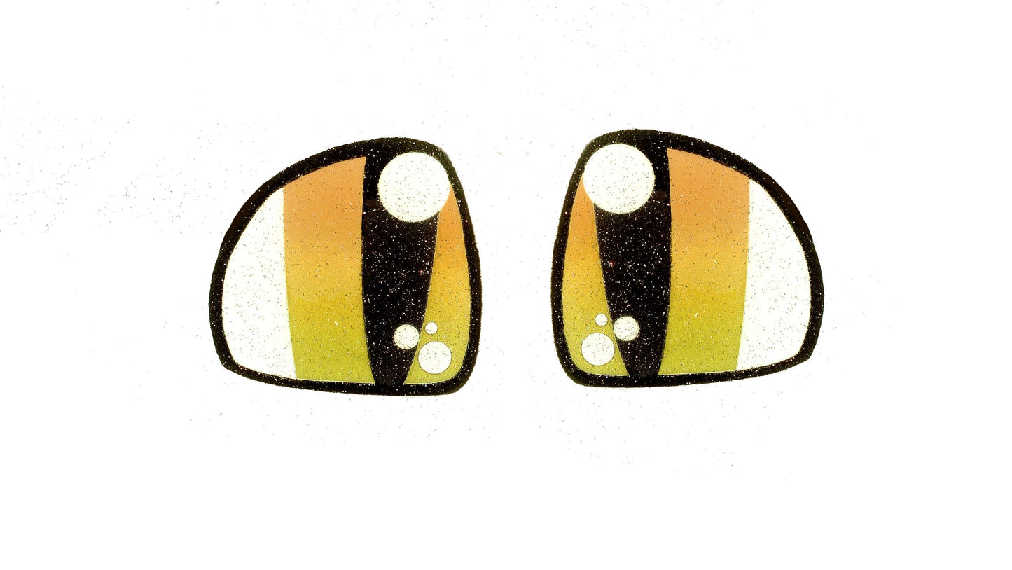 6 Pack of Glitter Felt Dragon Eyes for Amigurumi Multiple Sizes Available