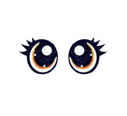 6 Pack, 3 Pack or Bulk Glitter Felt Eyes with Lashes for Amigurumi, Orange, Crochet Oval, , Knit, Plushie, Glitter, Kawaii