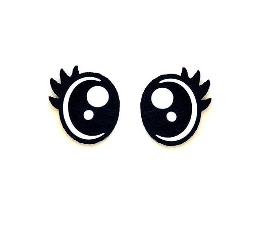 6 Pack of Oval Kawaii Felt Eyes for Amigurumi, with Lashes, Multiple Sizes Available