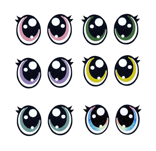 3 Pack of Oval Glitter Felt Eyes for Amigurumi Multiple Sizes Available