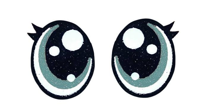 3 Pack of Oval Glitter Felt Eyes for Amigurumi Multiple Sizes Available