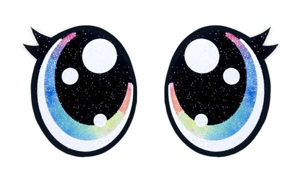 6 Pack of Oval Glitter Felt Eyes for Amigurumi Multiple Sizes Available