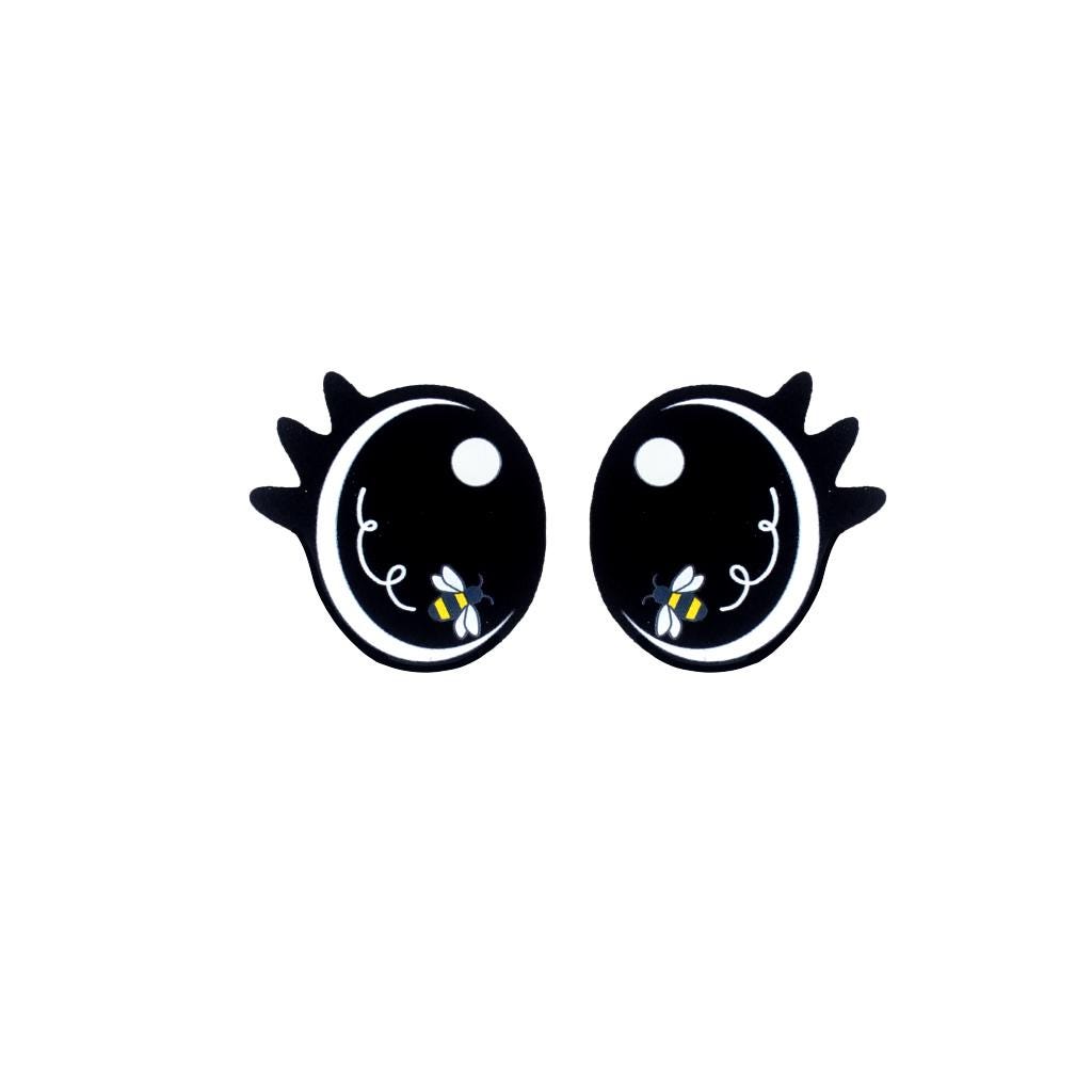 3 Pack of Oval Bee Felt Eyes for Amigurumi, with Lashes, Multiple Sizes Available