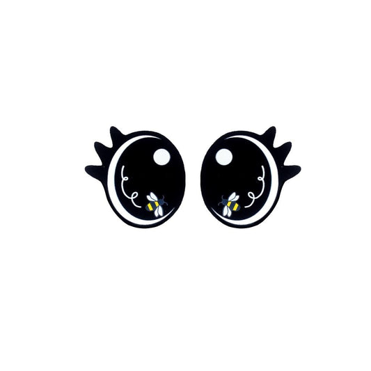 3 Pack of Oval Bee Felt Eyes for Amigurumi, with Lashes, Multiple Sizes Available