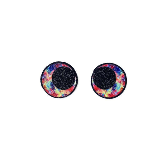 6 Pack, 3 Pack or Bulk Glitter Felt Eyes for Amigurumi, Crochet, Knit, Plushie, Round, Tye Dye, Rainbow, Kawaii