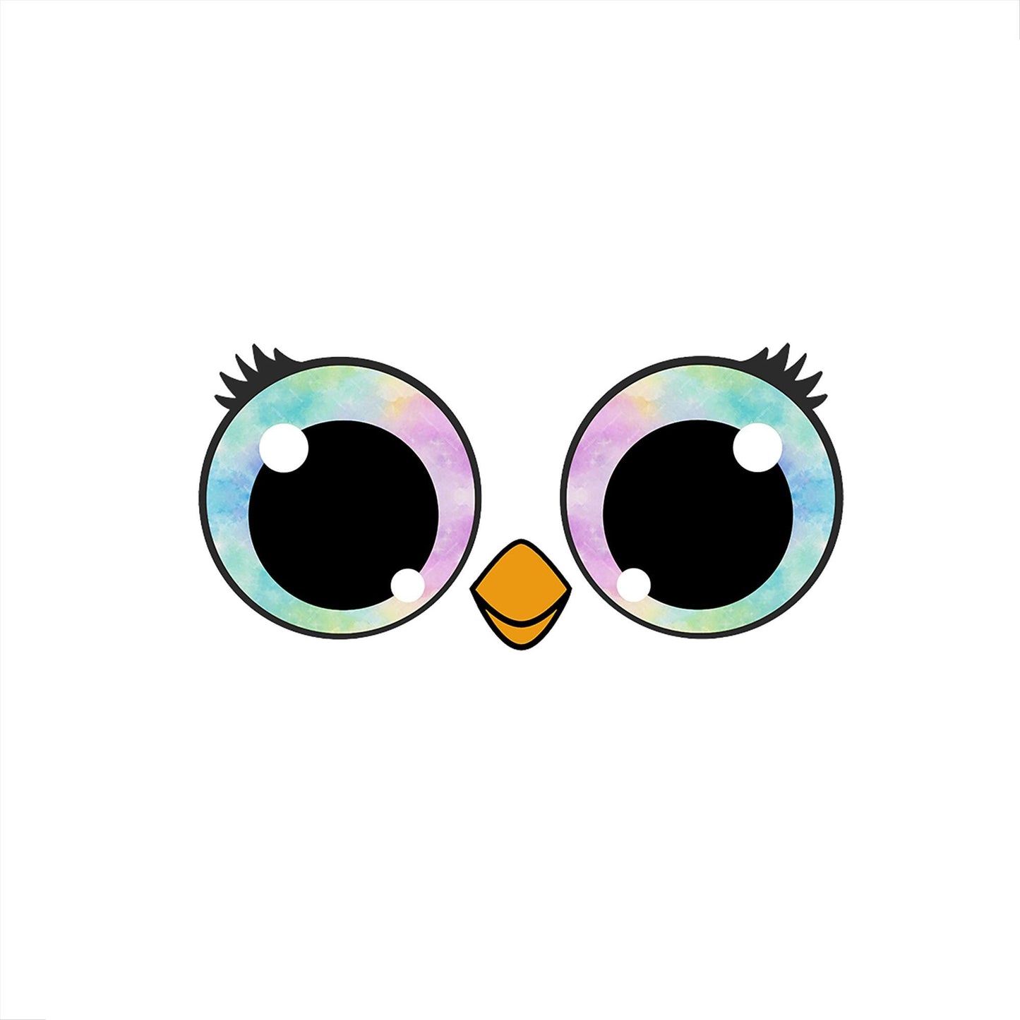 6 Pack of Round Felt Eyes for Amigurumi with Lashes, Rainbow, Round Eyes, Kawaii, Owl, Bird, Crochet Multiple Sizes Available