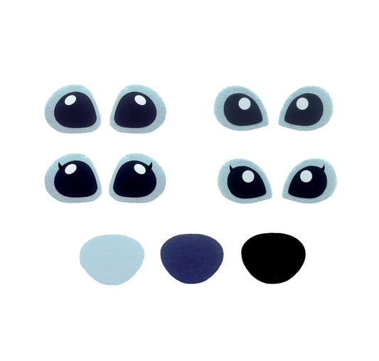 3 Blue Alien Felt Faces for Amigurumi: Crochet Plushie Eyes - Multiple Sizes