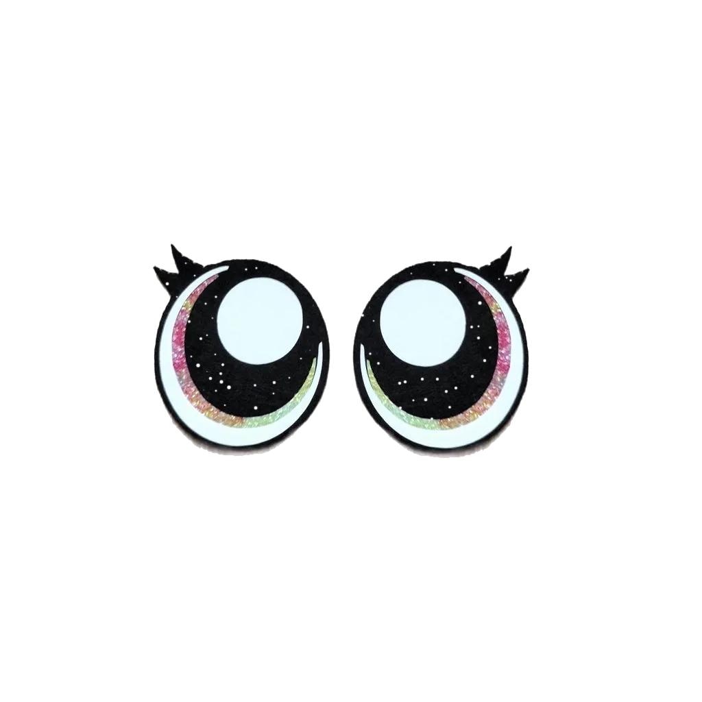 6 Pack of Tye Dye Glitter Felt Eyes For Amigurumi Multiple Sizes Available