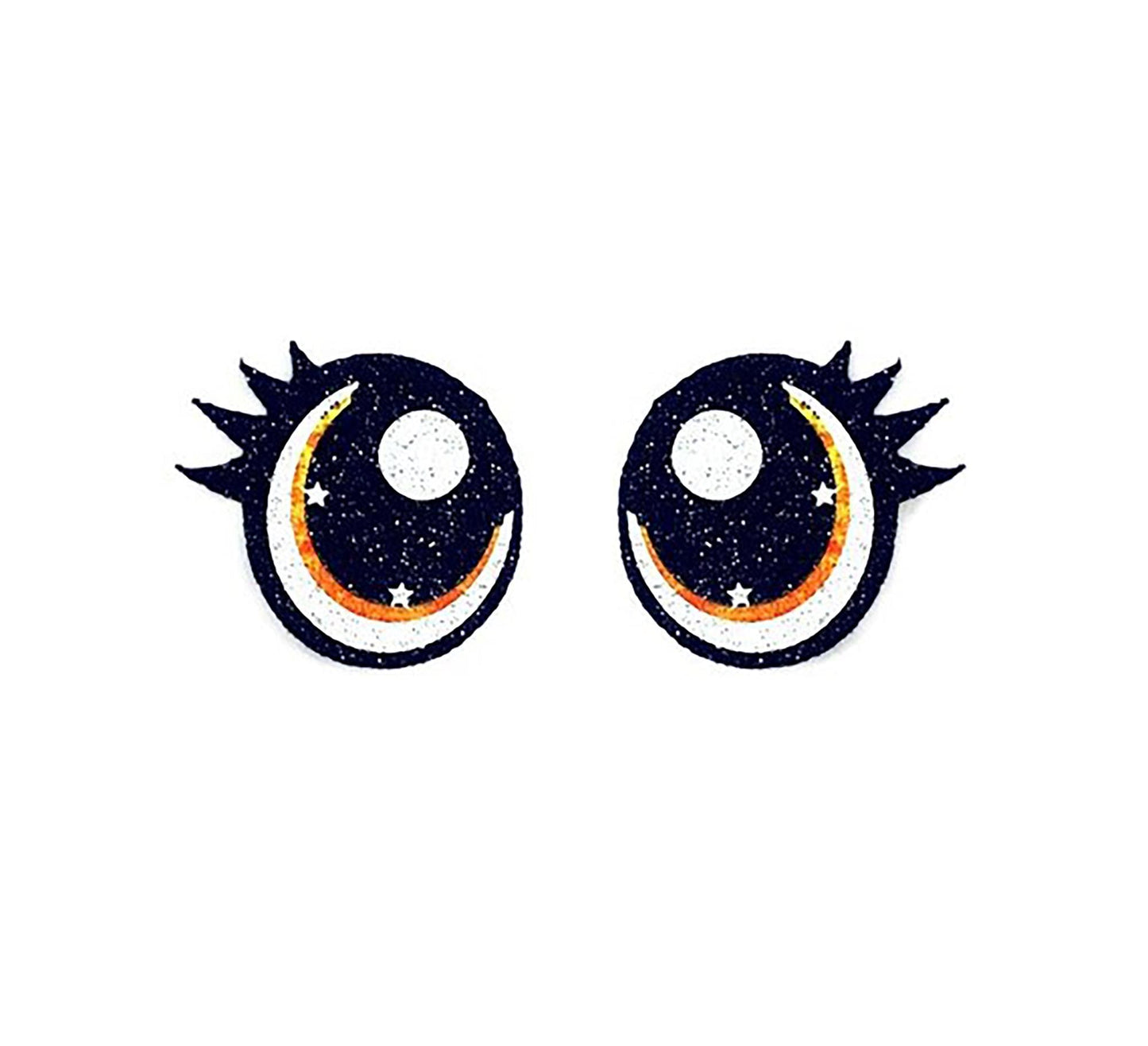 6 Pack, 3 Pack or Bulk Glitter Felt Eyes with Lashes for Amigurumi, Orange, Crochet Oval, , Knit, Plushie, Glitter, Kawaii
