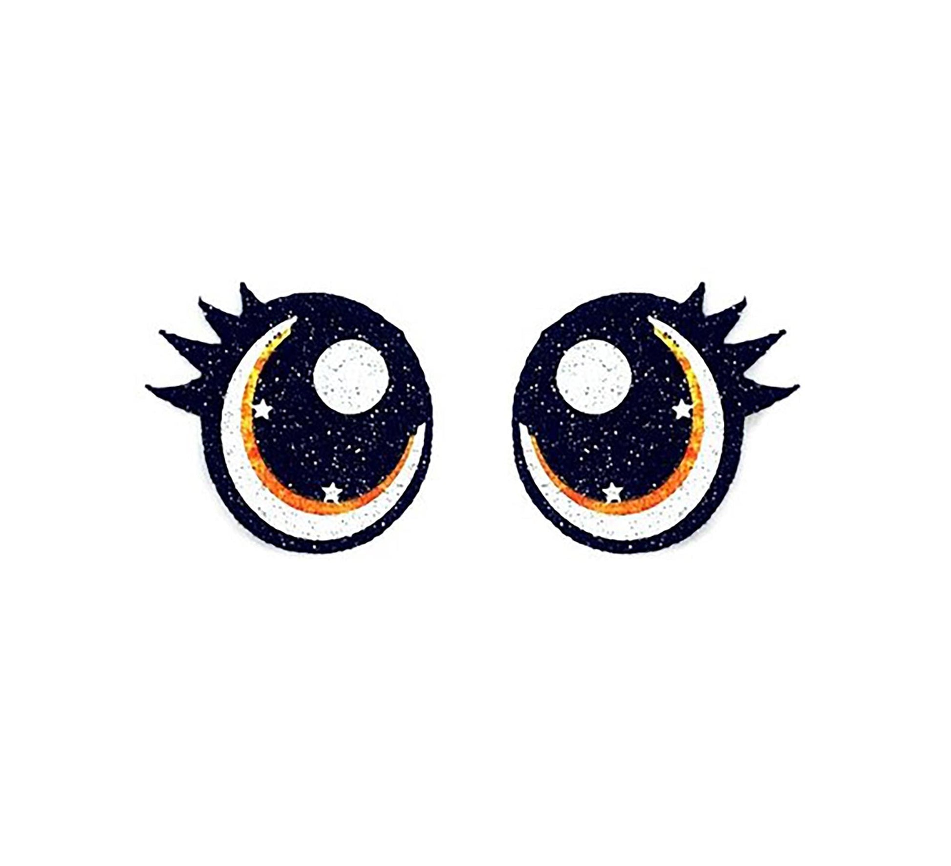 6 Pack, 3 Pack or Bulk Glitter Felt Eyes with Lashes for Amigurumi, Orange, Crochet Oval, , Knit, Plushie, Glitter, Kawaii