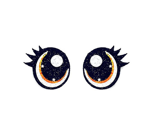 6 Pack, 3 Pack or Bulk Glitter Felt Eyes with Lashes for Amigurumi, Orange, Crochet Oval, , Knit, Plushie, Glitter, Kawaii