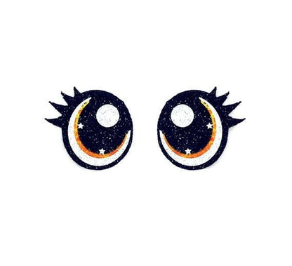 6 Pack, 3 Pack or Bulk Glitter Felt Eyes with Lashes for Amigurumi, Orange, Crochet Oval, , Knit, Plushie, Glitter, Kawaii