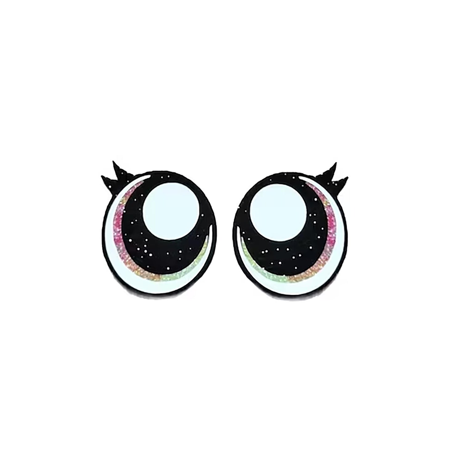 3 Pack of Tye Dye Glitter Felt Eyes for Amigurumi, with Lashes, Kawaii, Multiple Sizes Available