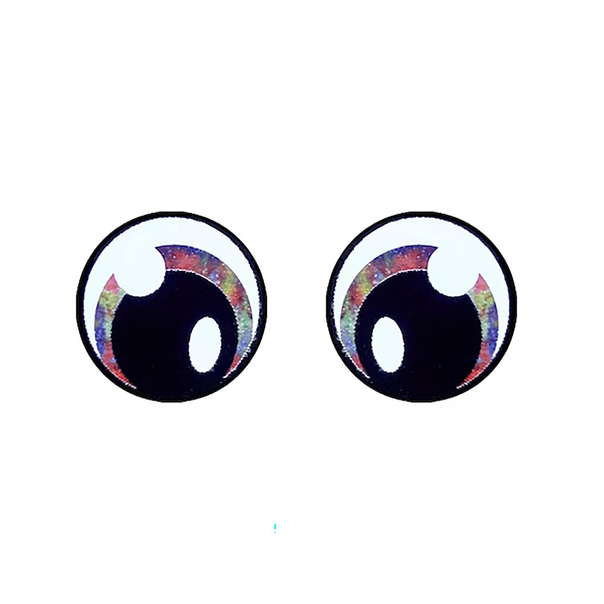 6 Pack, 3 Pack or Bulk Glitter Felt Eyes for Amigurumi, Crochet, Knit, Plushie, Round, Tye Dye, Rainbow, Kawaii