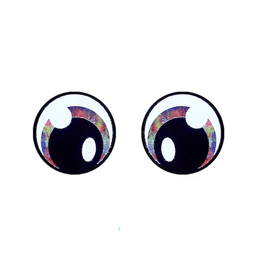 6 Pack, 3 Pack or Bulk Glitter Felt Eyes for Amigurumi, Crochet, Knit, Plushie, Round, Tye Dye, Rainbow, Kawaii