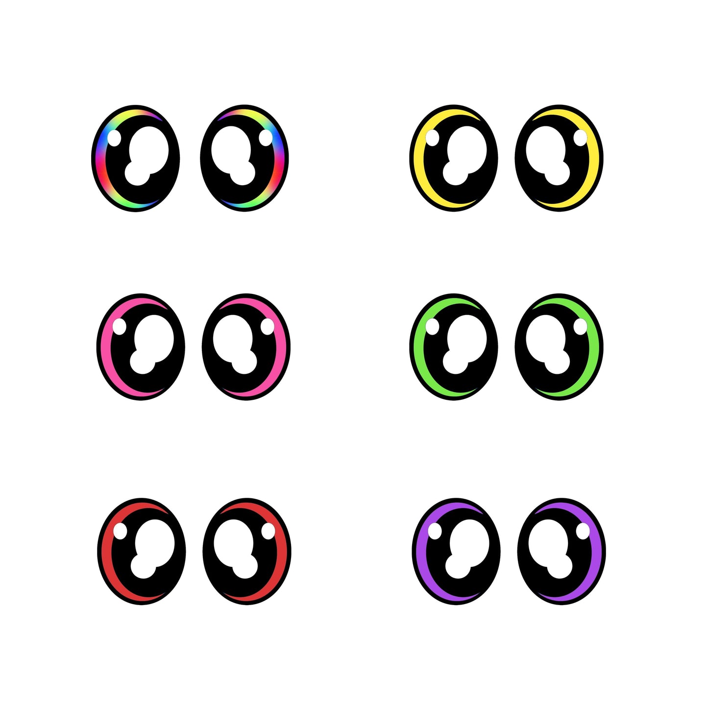 6 Pack Glitter Oval Felt Eyes for Amigurumi, Crochet Plushie, Craft Supplies