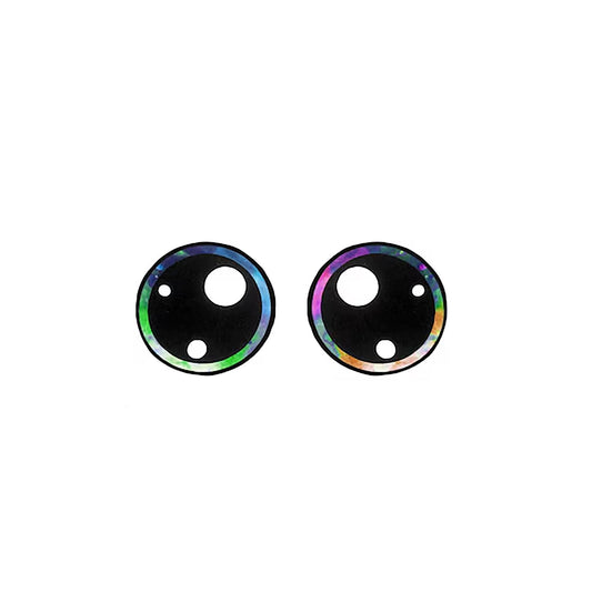 6 Pack of Round Rainbow Glitter Felt Eyes for Amigurumi, Crochet Plushies, Dolls, Multiple Sizes Available