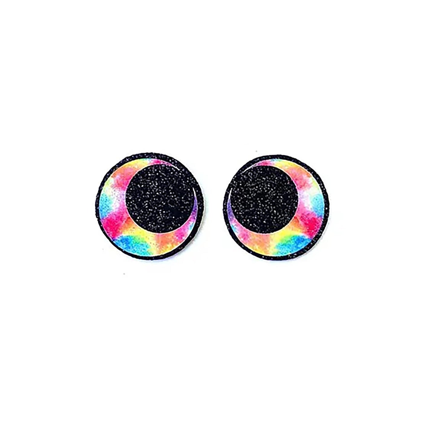 6 Pack, 3 Pack or Bulk Glitter Felt Eyes for Amigurumi, Tye Dye, Rainbow, Round, Crochet, Knit, Plushie, Glitter, Kawaii
