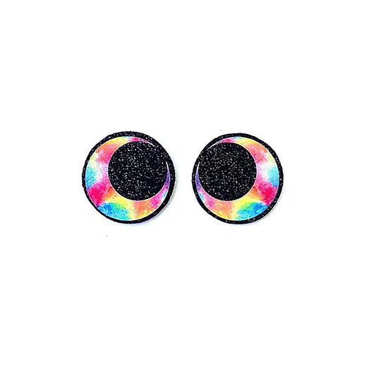 6 Pack, 3 Pack or Bulk Glitter Felt Eyes for Amigurumi, Tye Dye, Rainbow, Round, Crochet, Knit, Plushie, Glitter, Kawaii