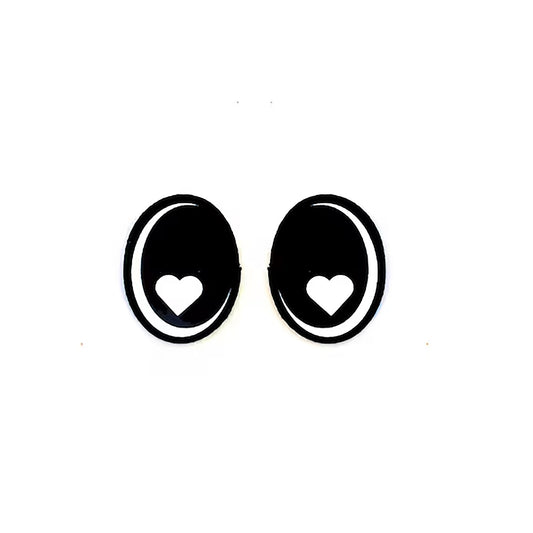 6 Pack of Oval Felt Eyes for Amigurumi: Crochet, Plushie, Kawaii, Hearts, Valentine, Multiple Sizes Available