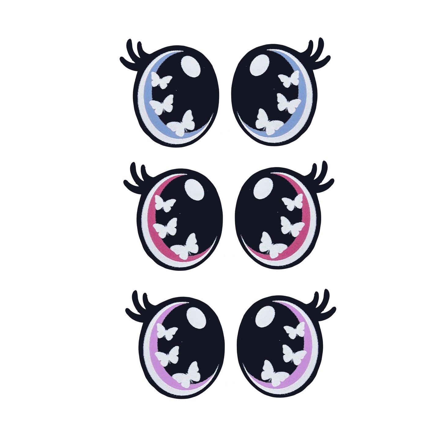 6 Pack of Oval Butterfly Felt Eyes for Amigurumi Multiple Sizes Available