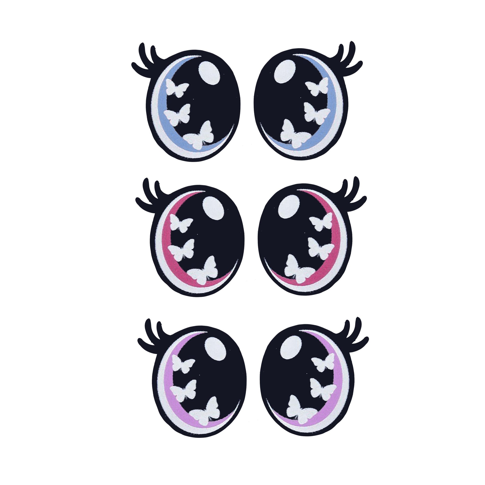 6 Pack of Oval Butterfly Felt Eyes for Amigurumi Multiple Sizes Available