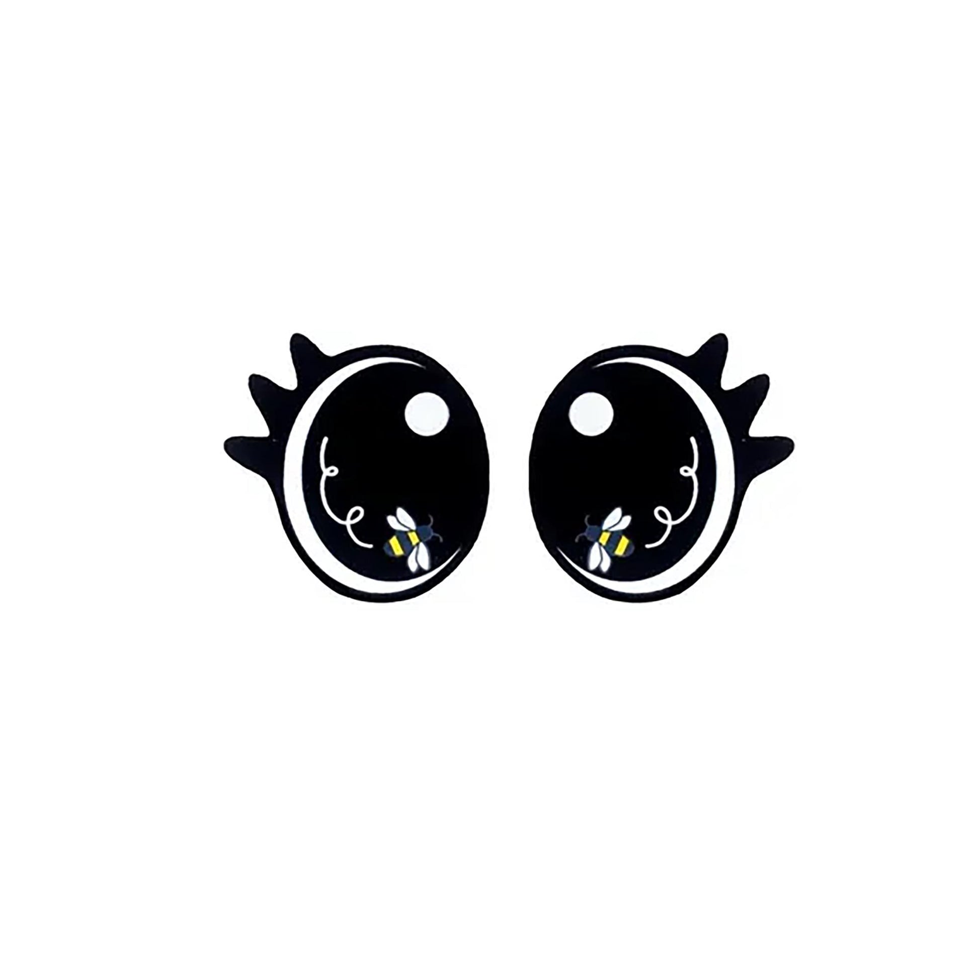 6 Pack of Oval Bee Felt Eyes with Lashes